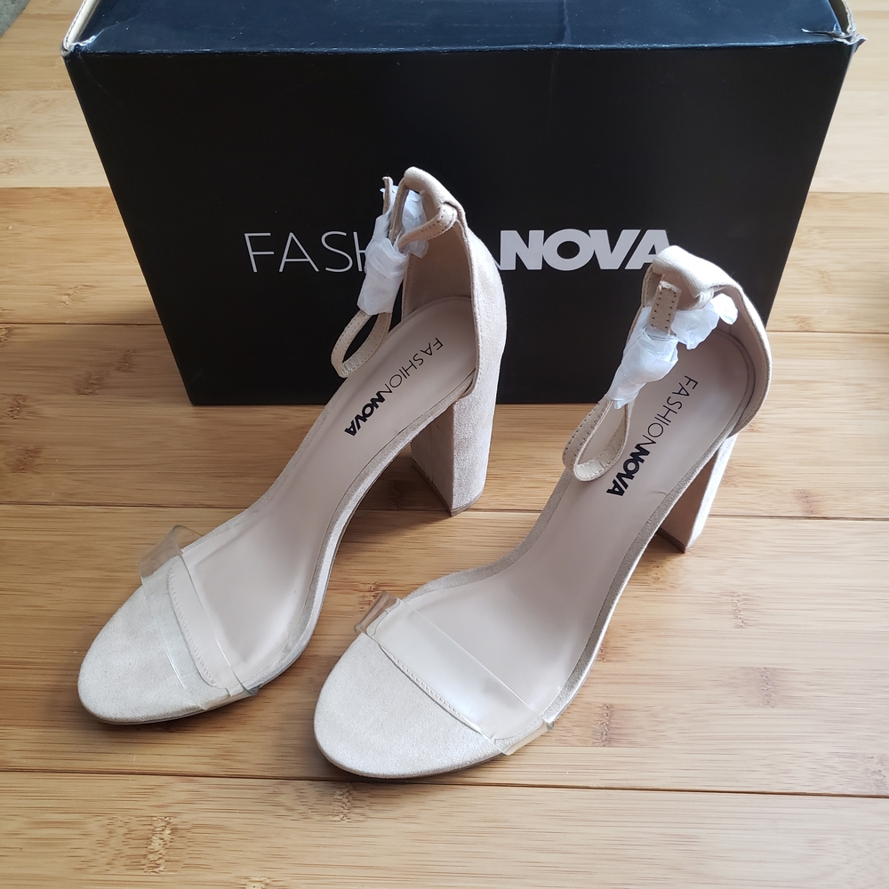 Fashion Nova Beige Block Heels